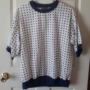 Blue and white polka dotted shirt